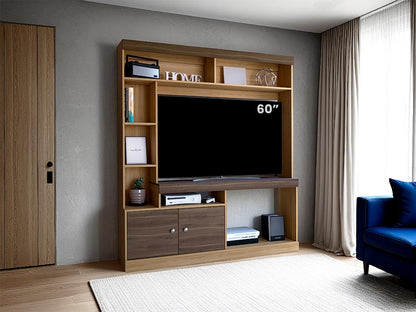 Estante Para Tv Dante, Fresno Europeo y Milan, con Espacio Para Televisor de 65 Pulgadas