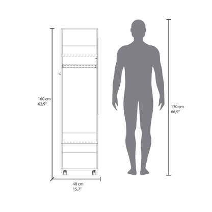 Closet Custer Blanco Con Una Puerta Batiente, Espejo Y Variedad De Entrepaños