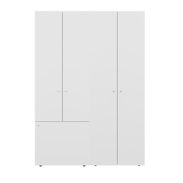 Combo Closet H-180 Cuatro Puertas, Almacenamiento, Zapatero, Colgado, Color Blanco