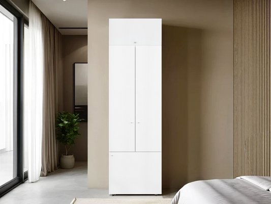 Combo Closet H-200 Tres Puertas, Almacenamiento, Colgado, Color Blanco