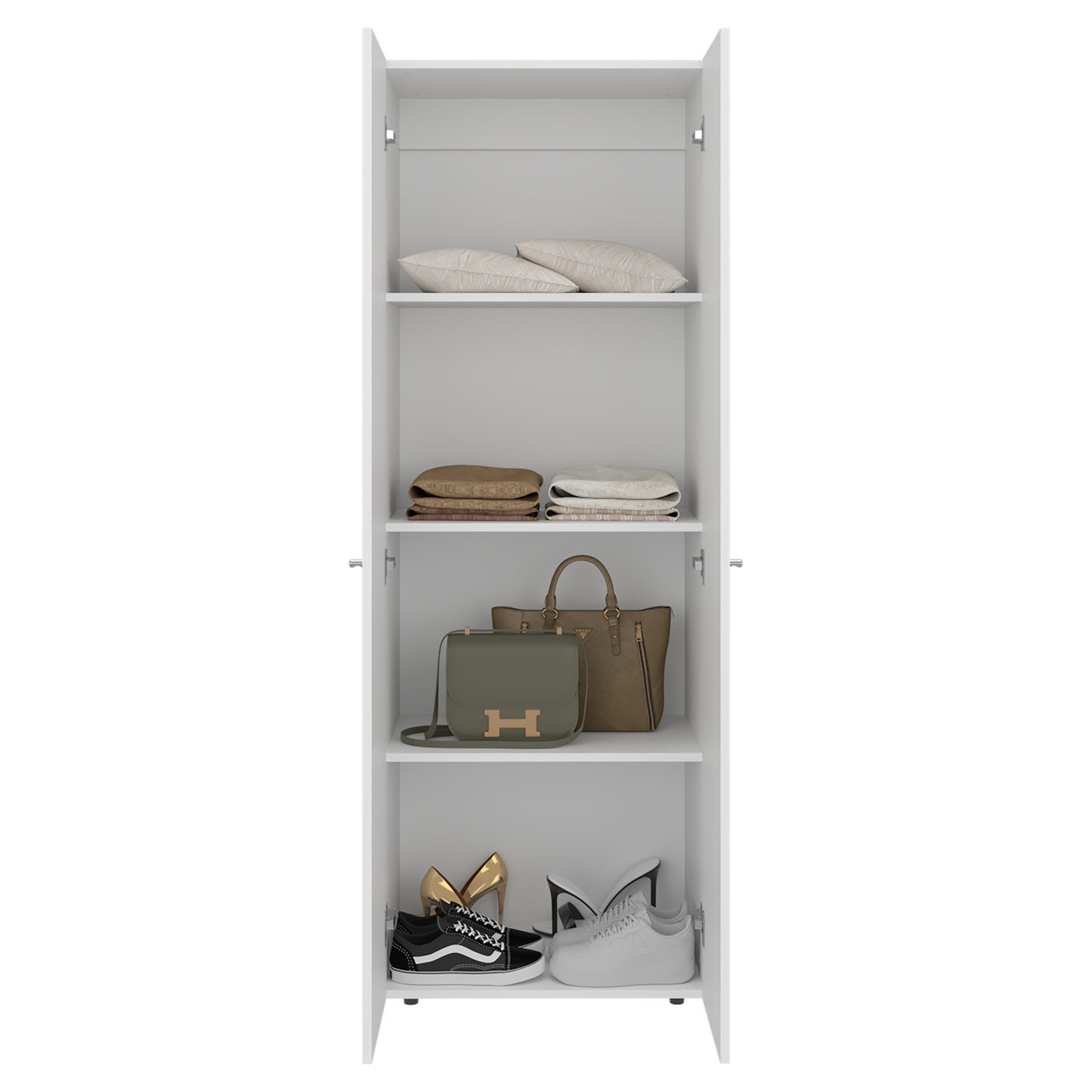 Combo Closet H-200 Diez Puertas, Almacenamiento, Optimizacion, Zapatero, Colgado, Color Blanco