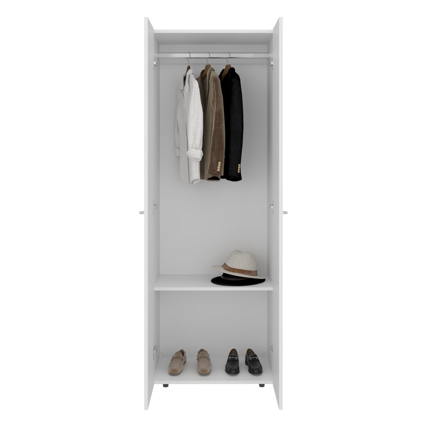 Combo Closet H-200 Diez Puertas, Almacenamiento, Optimizacion, Zapatero, Colgado, Color Blanco