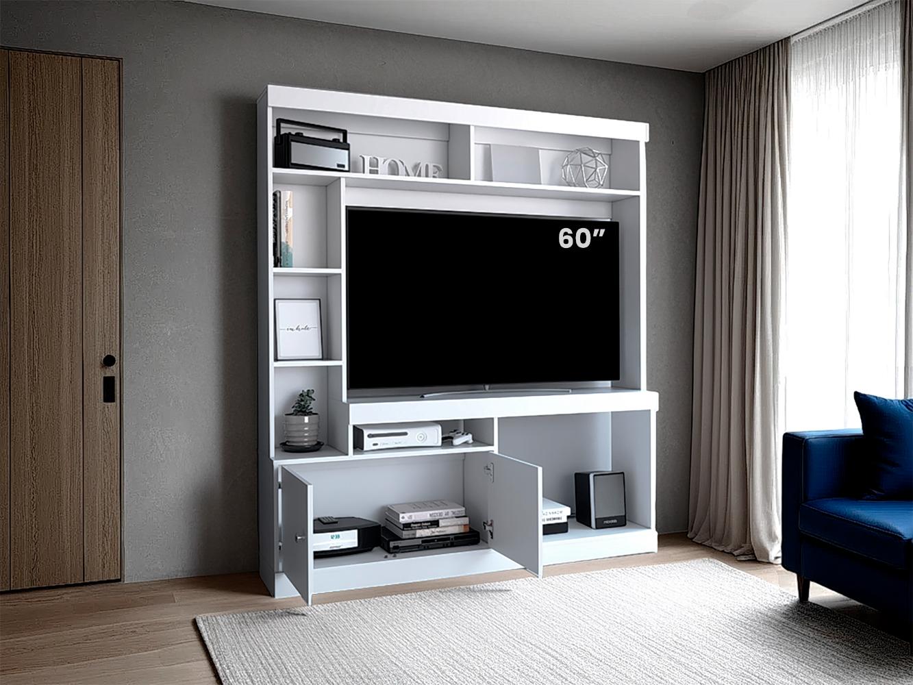 Estante Para Tv Dante, Blanco Duqueza, con Espacio Para Televisor de 65 Pulgadas