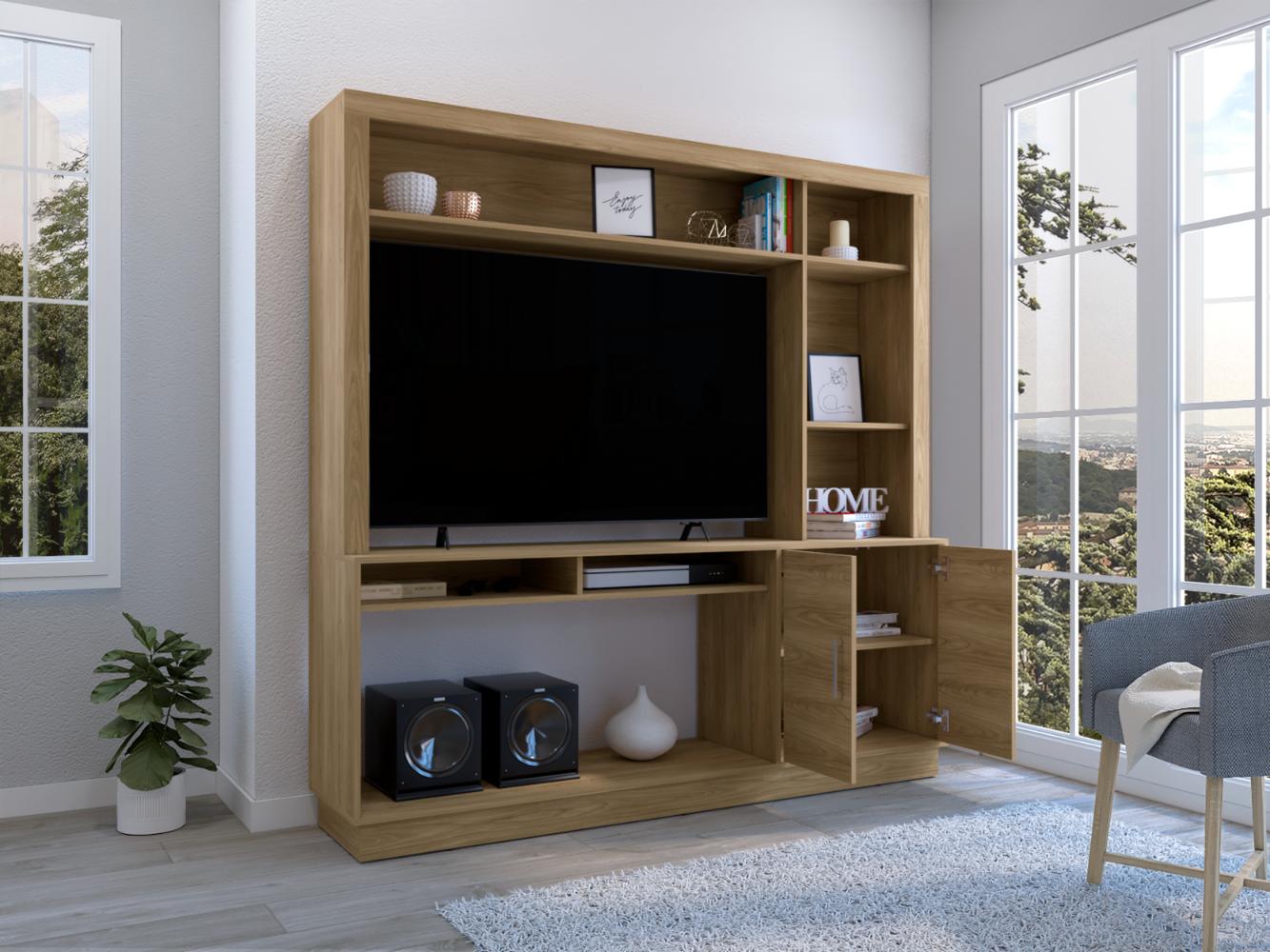 Estante para Tv Cantabria, Fresno Europeo, con Espacio Para Televisor para 55 Pulgadas