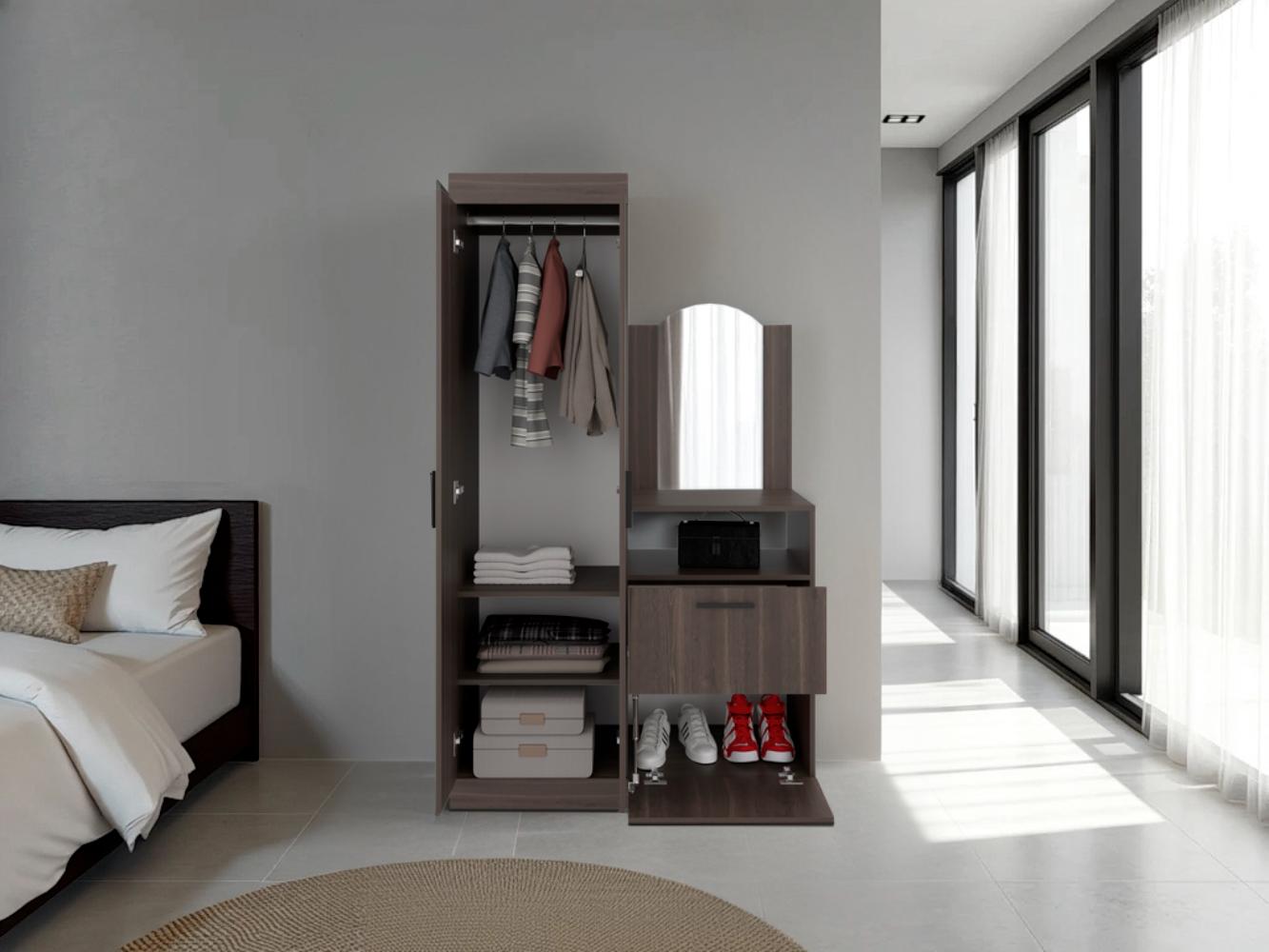 Closet Comoda Praga Tres Puertas Un Cajon, Milan, con diseño moderno incluye Espejo
