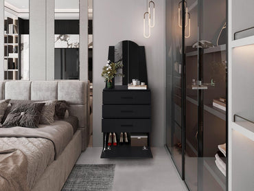 Comoda Praga, Wengue, con tres cajones y una puerta