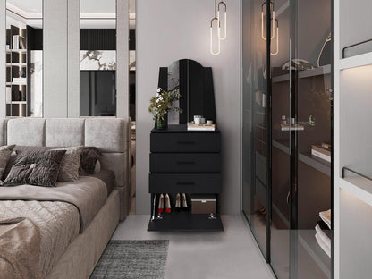 Comoda Praga, Wengue, con tres cajones y una puerta