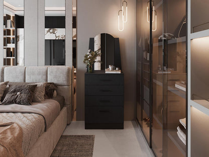 Comoda Praga, Wengue, con tres cajones y una puerta