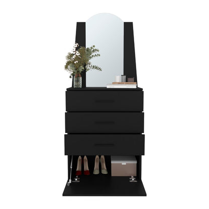 Comoda Praga, Wengue, con tres cajones y una puerta