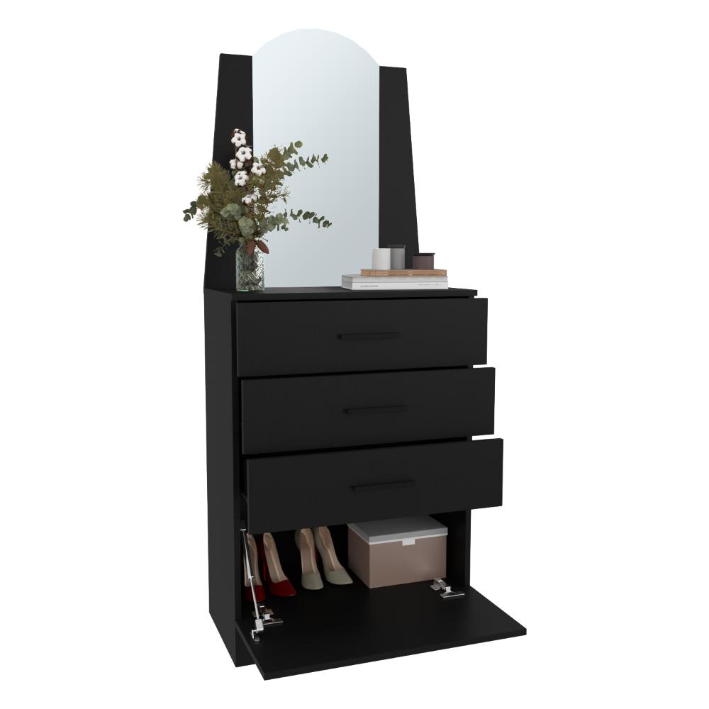 Comoda Praga, Wengue, con tres cajones y una puerta