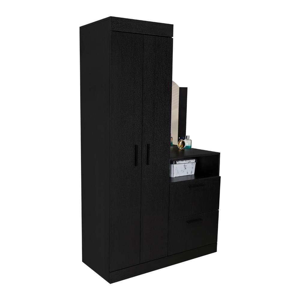 Closet Comoda Praga Tres Puertas Un Cajon, Wengue, con diseño moderno incluye Espejo