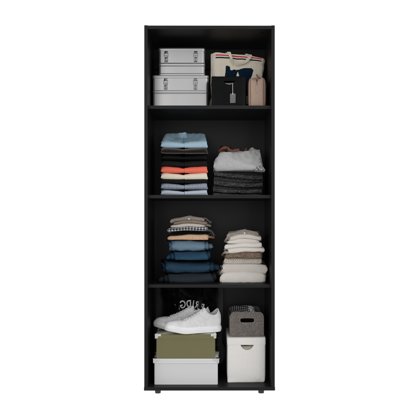 Combo Closet H-180 Cinco Puertas, Almacenamiento, Optimizacion, Colgado, Color Negro