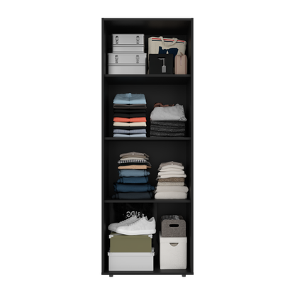 Combo Closet H-180 Cinco Puertas, Almacenamiento, Optimizacion, Colgado, Color Negro