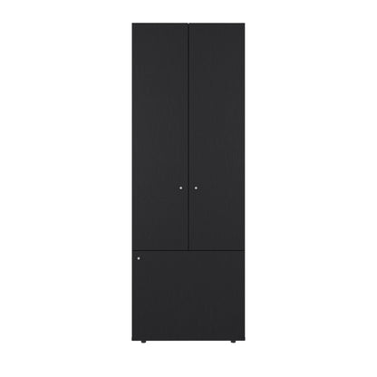 Combo Closet H-200 Tres Puertas, Almacenamiento, Colgado, Color Negro