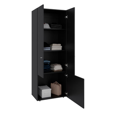 Combo Closet H-200 Tres Puertas, Almacenamiento, Colgado, Color Negro