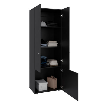 Combo Closet H-200 Tres Puertas, Almacenamiento, Colgado, Color Negro