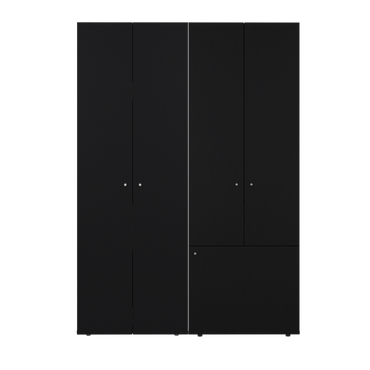 Combo Closet H-180 Cuatro Puertas, Almacenamiento, Zapatero, Colgado, Color Negro