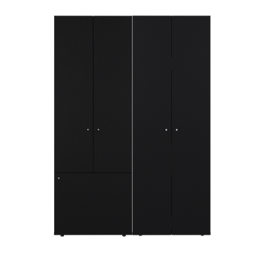 Combo Closet H-180 Cinco Puertas, Almacenamiento, Optimizacion, Colgado, Color Negro