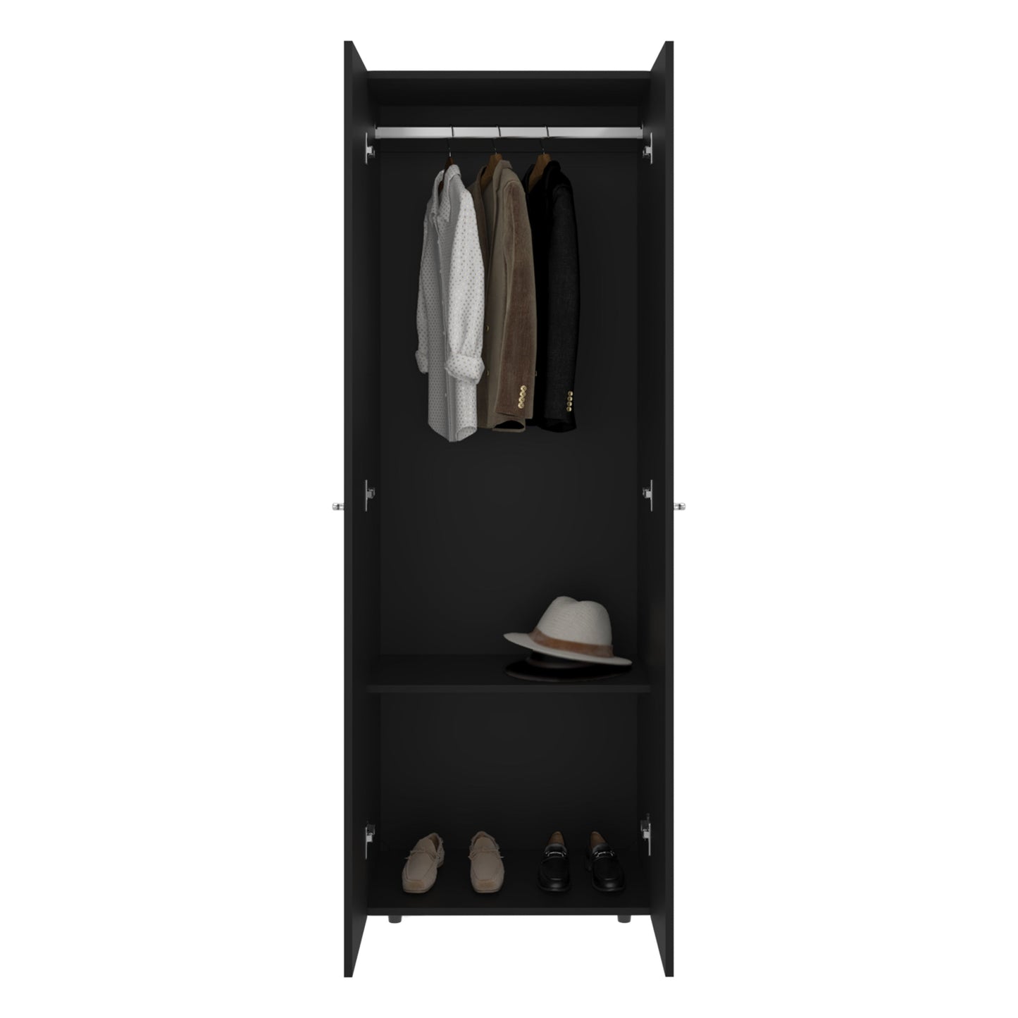 Combo Closet H-200 Diez Puertas, Almacenamiento, Optimizacion, Zapatero, Colgado, Color Negro