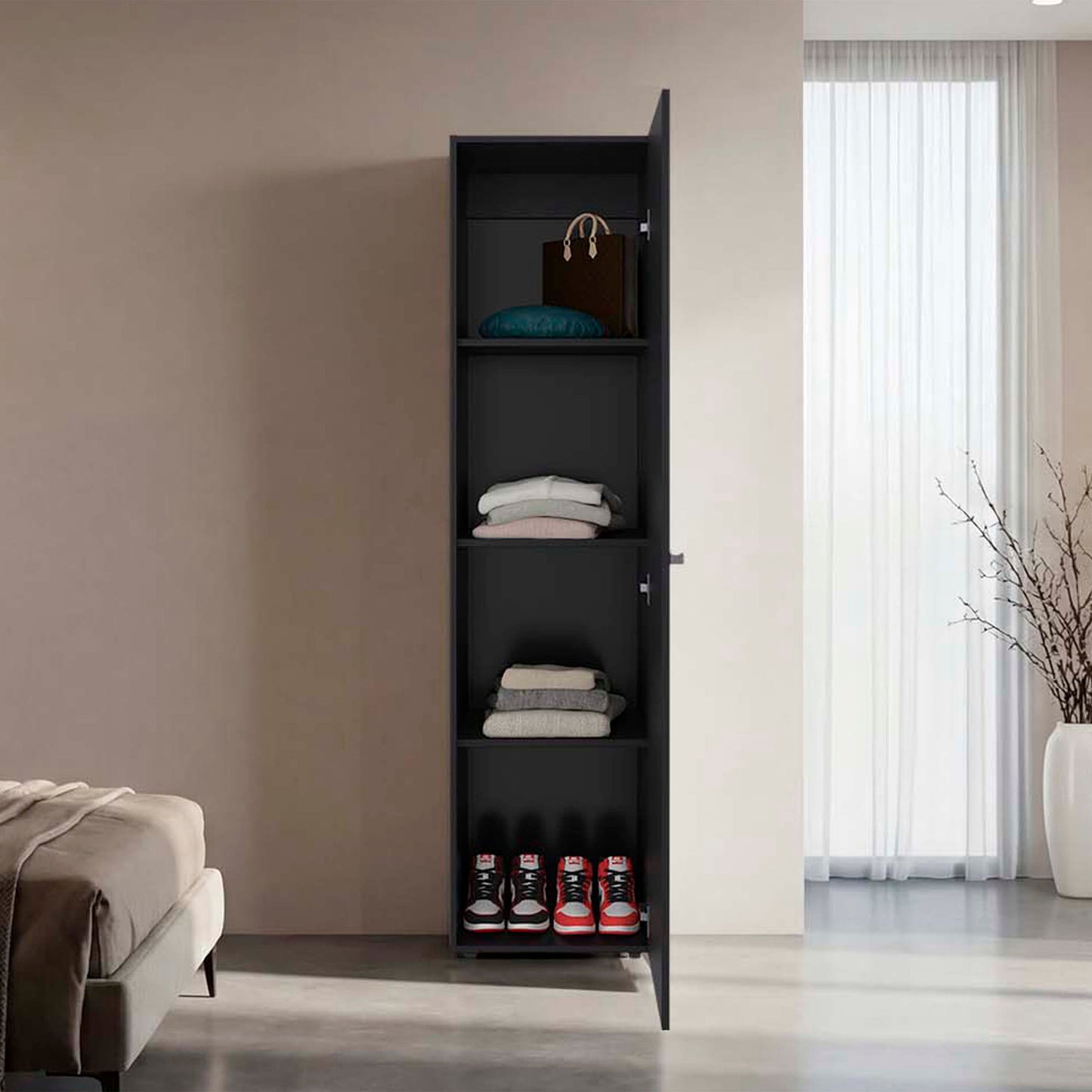Closet Tuhome Dreams M5 Una Puerta Con Espejo, Wengue