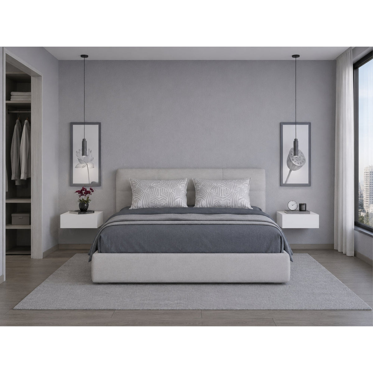 Velador Milano Flotante Un Cajón, Blanco