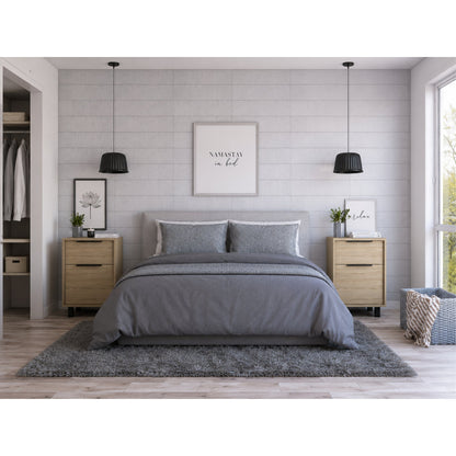 Velador Kaia Un Cajón Una Puerta,  Rovere y Blanco