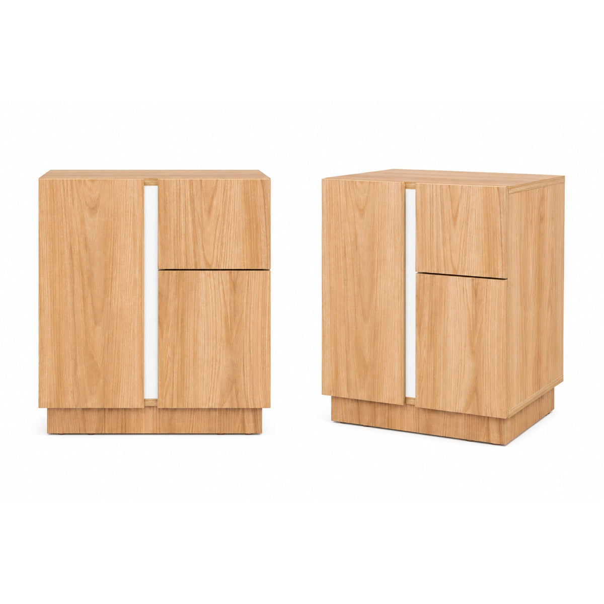 Velador Dos Puertas y Un Cajon Carmi, Fresno y Blanco