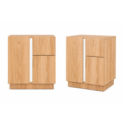 Velador Dos Puertas y Un Cajon Carmi, Fresno y Blanco