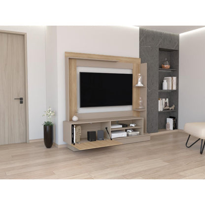 Estante Tv70 Doha Una Puerta, Taupe Y Fresno