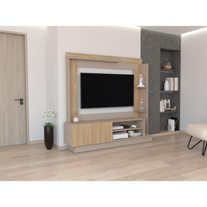 Estante Tv70 Doha Una Puerta, Taupe Y Fresno