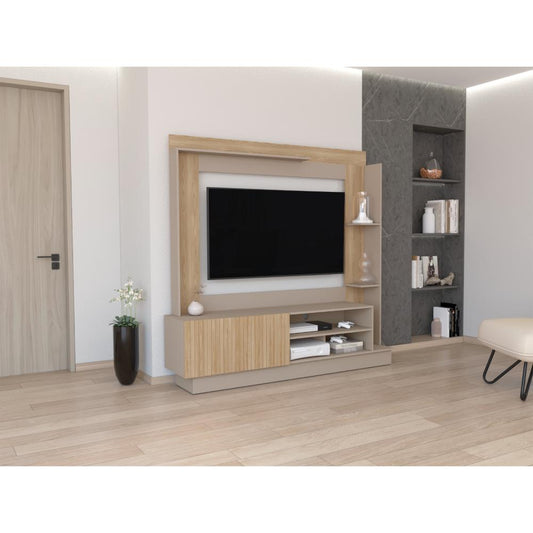 Estante Tv70 Doha Una Puerta, Taupe Y Fresno