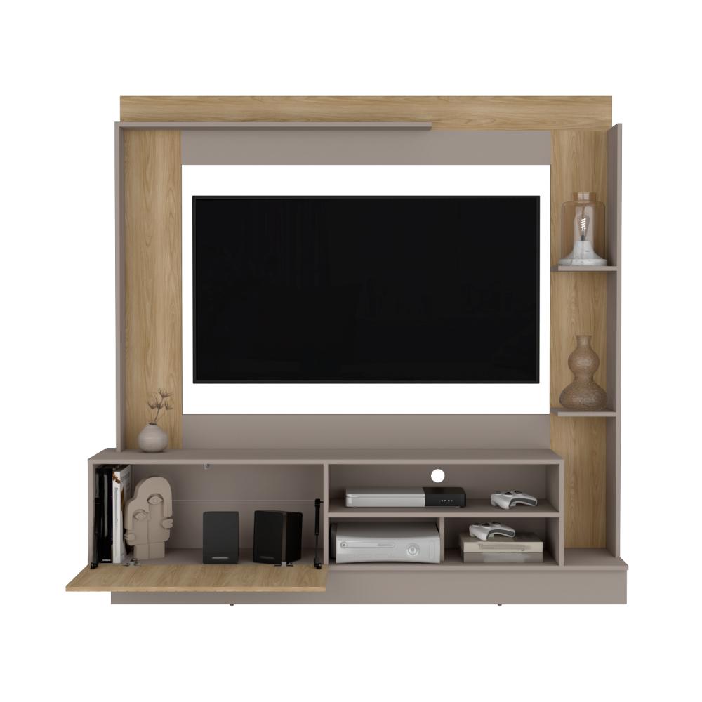 Estante Tv70 Doha Una Puerta, Taupe Y Fresno