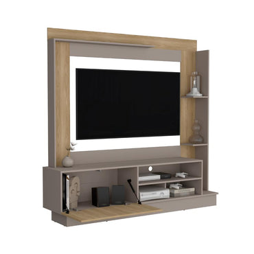 Estante Tv70 Doha Una Puerta, Taupe Y Fresno