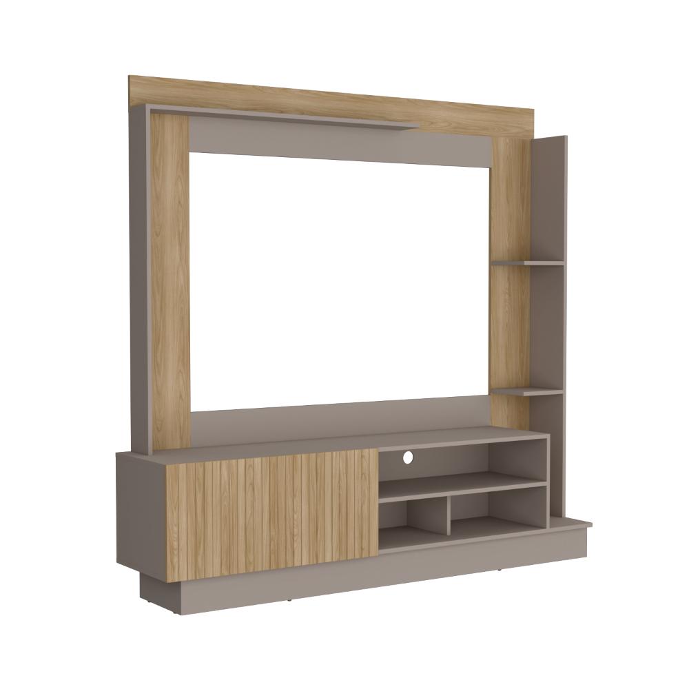 Estante Tv70 Doha Una Puerta, Taupe Y Fresno