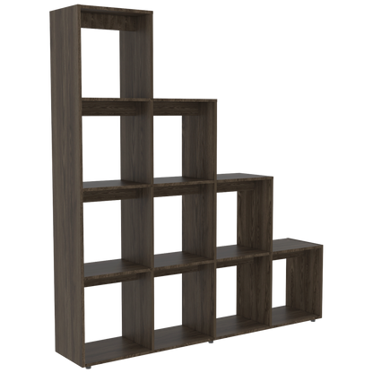 Rack Extensible + Biblioteca Escalera + Arrimo Beijing Color Coñac y Blanco Para Sala De Estar