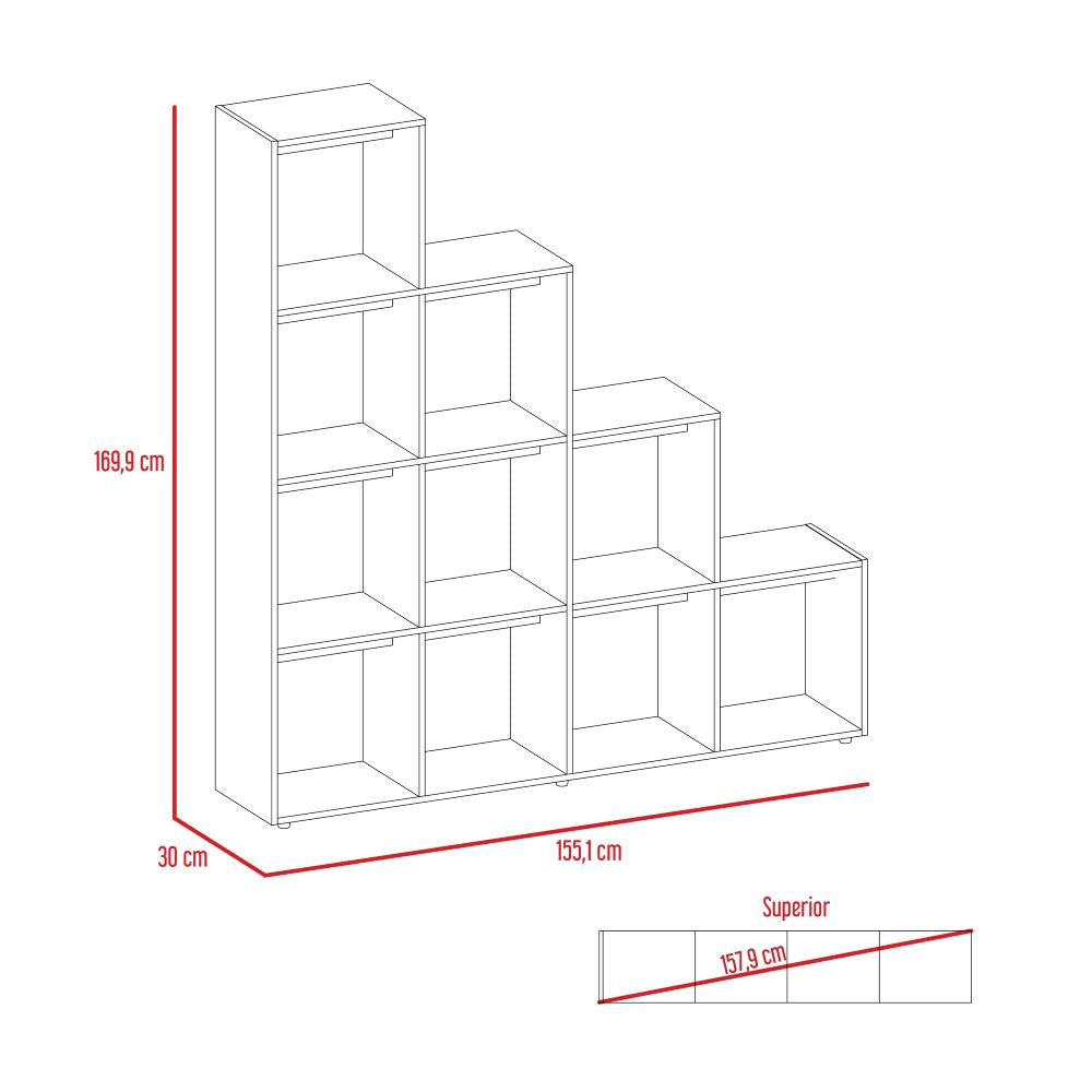 Rack Extensible + Biblioteca Escalera + Arrimo Beijing Color Rovere Para Sala De Estar