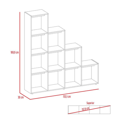 Rack Extensible + Biblioteca Escalera + Arrimo Beijing Color Rovere Para Sala De Estar