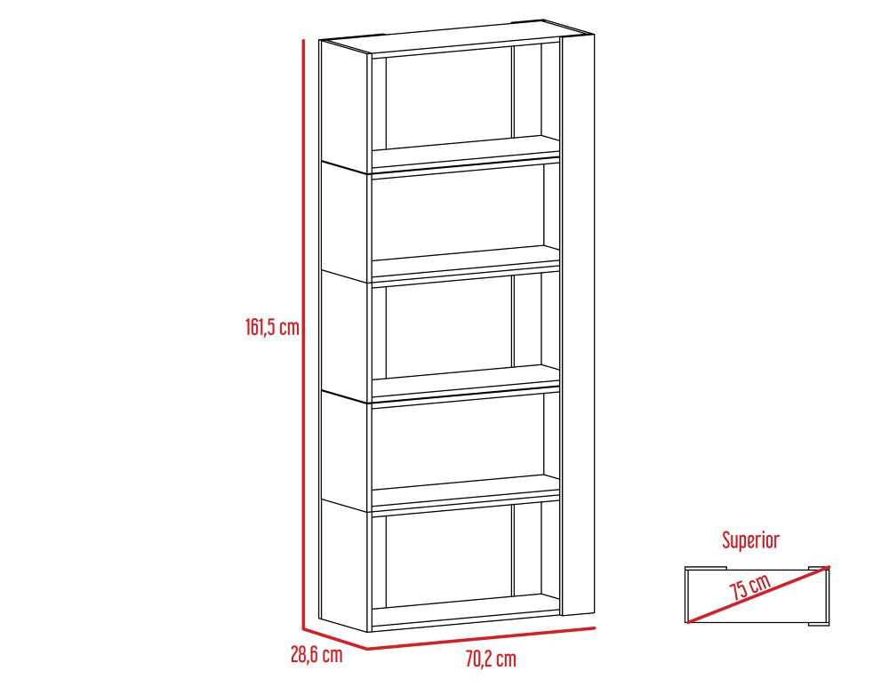 Rack Extensible + Biblioteca Cubo + Arrimo Beijing Color Coñac y Blanco Para Sala De Estar