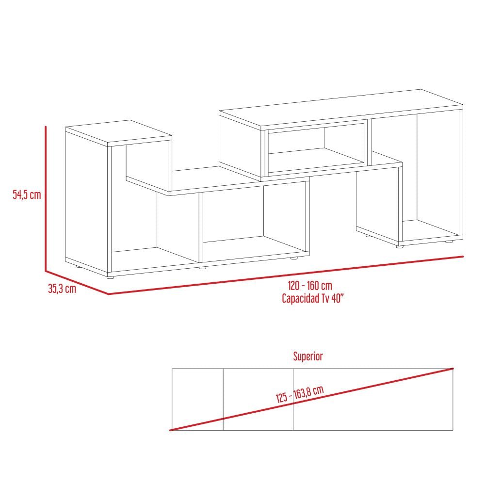 Rack Extensible + Biblioteca Escalera + Arrimo Beijing Color Rovere Para Sala De Estar