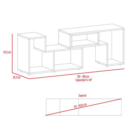 Rack Extensible + Biblioteca Escalera Beijing Color Rovere Para Sala De Estar