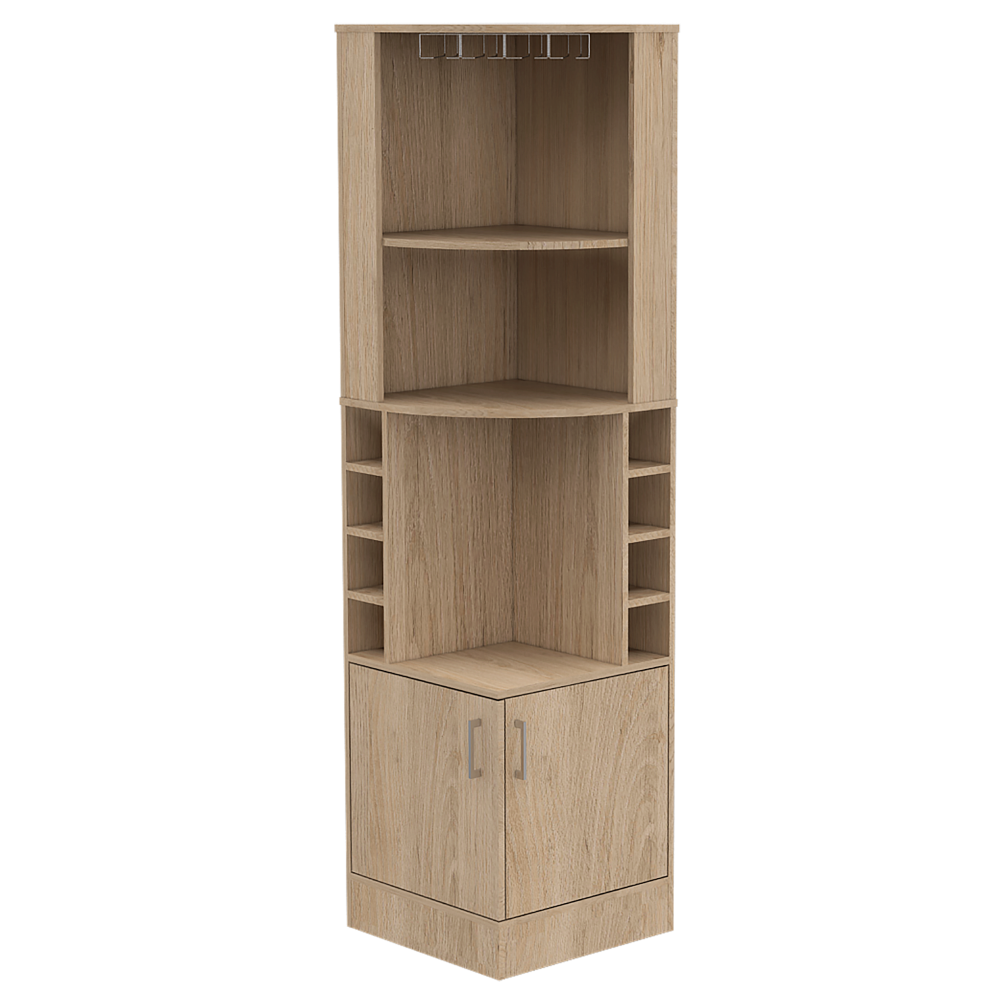 Bar Esquinero Kava + Rack Extensible + Mesa de Centro Color Rovere y Blanco Para Sala De Estar