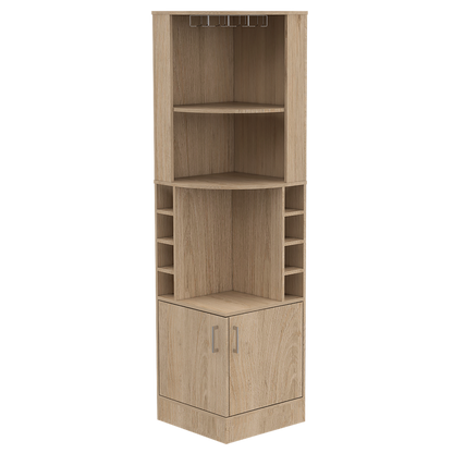 Bar Esquinero Kava + Rack Extensible + Mesa de Centro Color Rovere y Blanco Para Sala De Estar