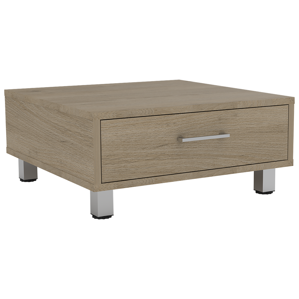 Bar Esquinero Kava + Rack Extensible + Mesa de Centro Color Rovere y Blanco Para Sala De Estar