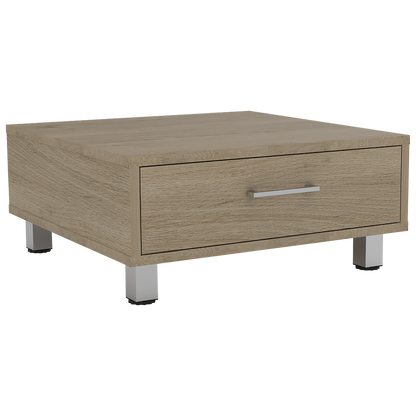 Bar Esquinero Kava + Rack Extensible + Mesa de Centro Color Rovere y Blanco Para Sala De Estar