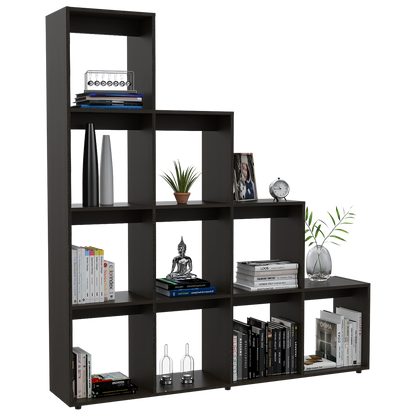 Rack Extensible + Biblioteca Escalera + Arrimo Beijing Color Wengue Para Sala De Estar