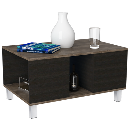 Mesa + Bar Color Siena Caramelo y Wengue Para Sala De Estar