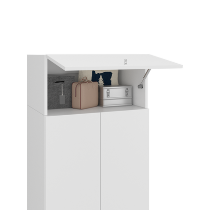 Combo Closet H-200 Tres Puertas, Almacenamiento, Colgado, Color Blanco
