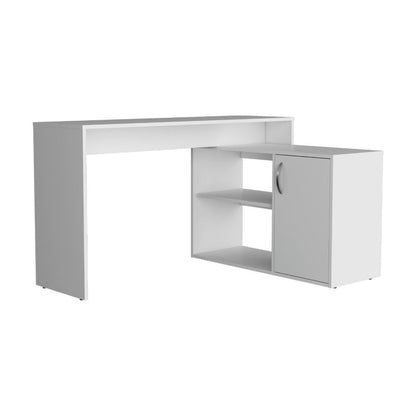 Escritorio En L Una Puerta, Blanco Duqueza, con amplio espacio de trabajo