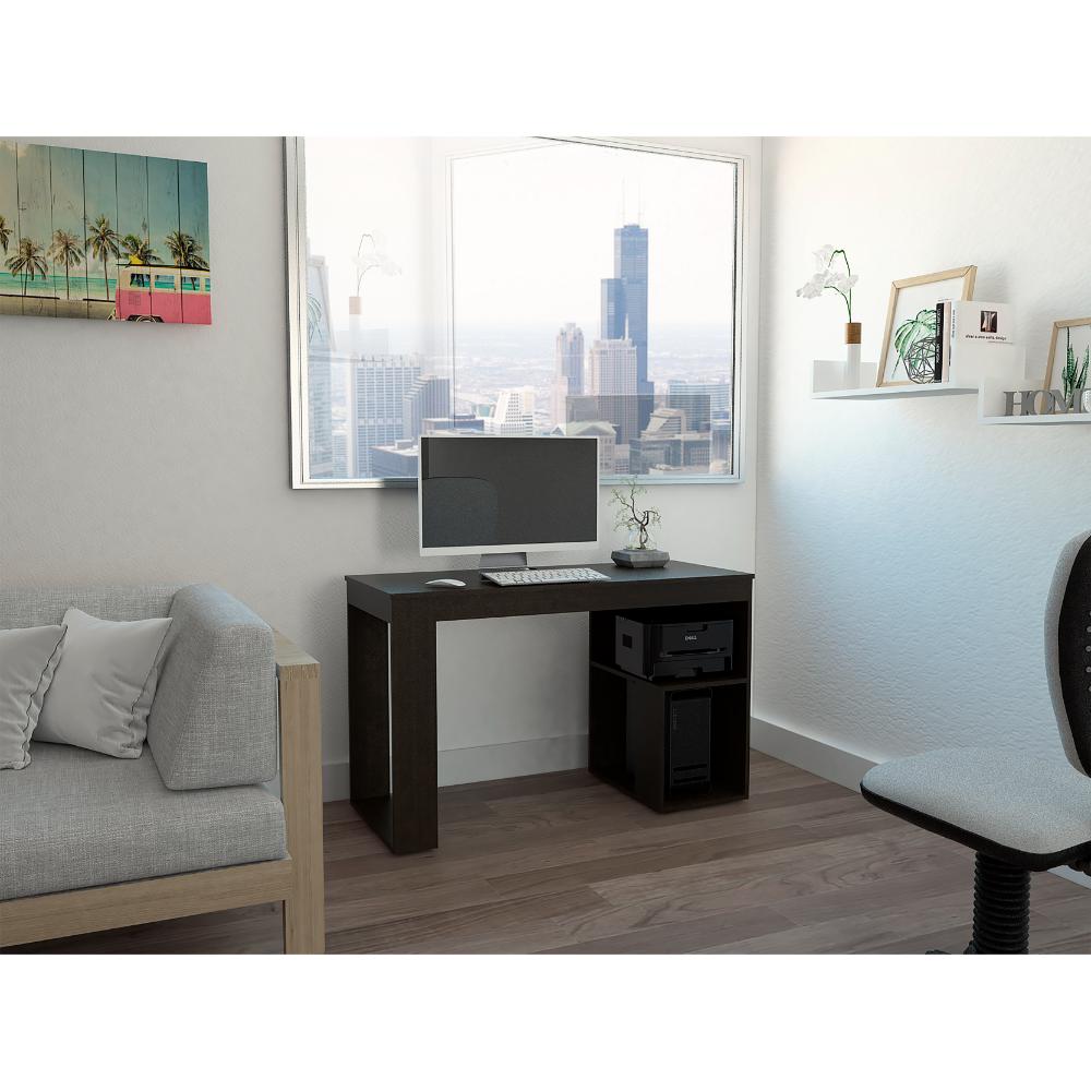 Escritorio Astana, Wengue Negro,  con entrepaños y con amplio espacio de trabajo