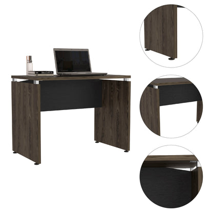 Mesa Escritorio Home Office, Negro Soft y Coñac, con amplia superficie 100